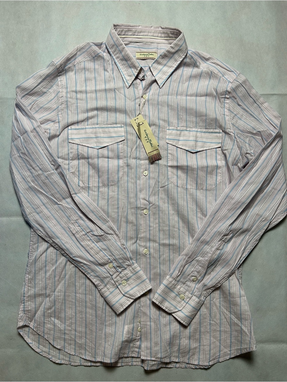 Tintoria Mattei lightweight cotton striped button up size 41/16 NWT